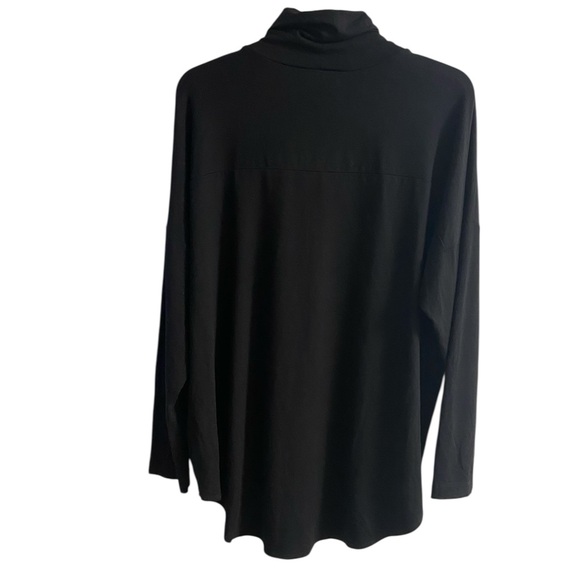 Eileen Fisher black funnel neck tunic top 2X - Picture 3 of 8